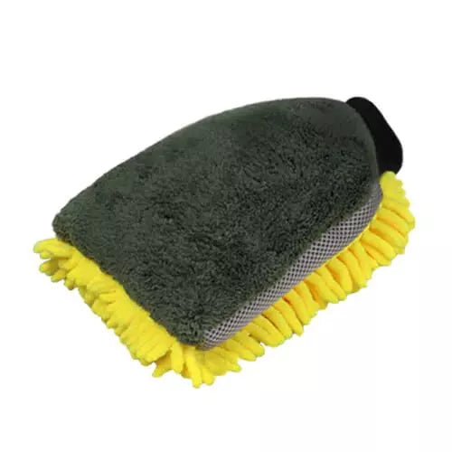 3 WAY MICROFIBER WASH MITT YELLOW GREY
