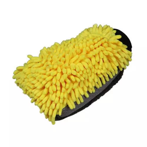 3 WAY MICROFIBER WASH MITT YELLOW GREY