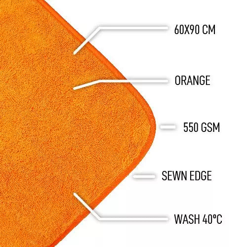 FATTY ORANGE MICROFIBER DRYING TOWEL 60 X 90 CM