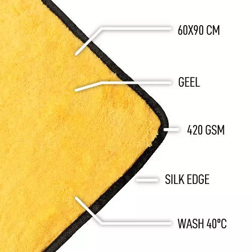 MIRACLE DRYER MICROFIBER CAR DRYING TOWEL YELLOW 60 X 90 CM