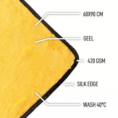 MIRACLE DRYER MICROFIBER CAR DRYING TOWEL YELLOW 60 X 90 CM