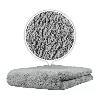 THICK WOOL MAMMOTH MICROFIBER DRYING TOWEL GREY 60 X 90 CM