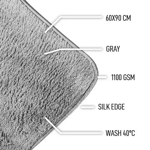 THICK WOOL MAMMOTH MICROFIBER DRYING TOWEL GREY 60 X 90 CM